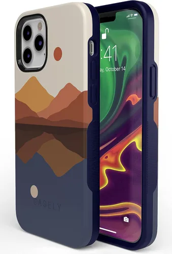 Vista 7 de Funda Casely para iPhone 12/12 Pro Los opuestos se atraen Montañas de día y noche Compatible con MagSafe Diseño protector audaz