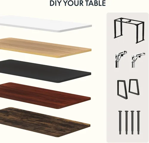 Vista 7 de FLEXISPOT Mesa de Escritorio de una pieza de 102 x 61 cm, escritorio de altura ajustable de 1 pulgada, mesa rectangular de escritorio de 42 cm, Negro