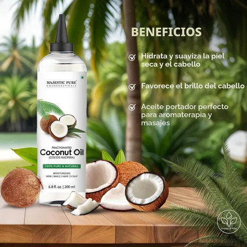 Vista 4 de Majestic Pure Aceite de coco fraccionado, aceite de masaje relajante, aceite portador líquido para diluir aceites esenciales, aceite hidratante