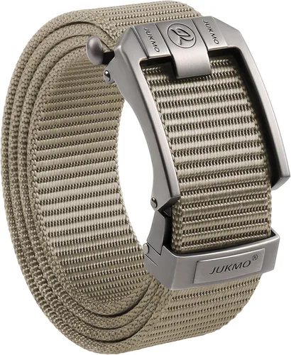Vista 12 de JUKMO Cinturón de trinquete para hombre, cinturón táctico de nailon con hebilla deslizante automática, ribete ajustable para adaptarse