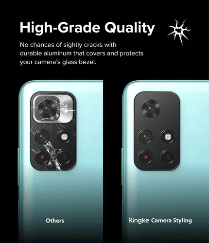 Vista 4 de Ringke Estilo de cámara compatible con Xiaomi Note 11T 5G / Poco M4 Pro 5G Protector de lente de cámara, marco de aluminio, adhesivo protector