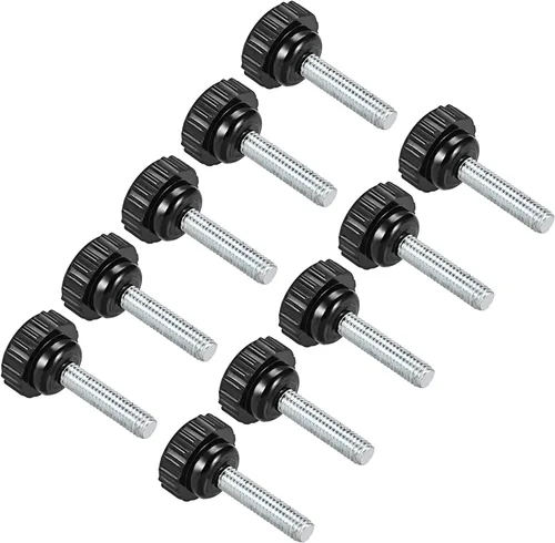 Vista 14 de Perillas de sujeción moleteadas, rosca macho M4 x 0.630 in, cabeza de 0.630 in, pomos de plástico termoestable para tornillo de pulgar negro