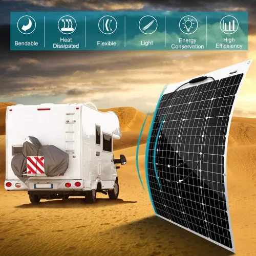 Vista 2 de Kit de panel solar flexible de 120 W con cables de extensión de controlador de carga LCD de 20 A para yate, barco, RV, remolque de viaje, camión