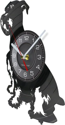 Vista 2 de Reloj de pared Schnauzer de 12 pulgadas, reloj de pared de perro Schnauzer gigante de raza de perro, disco de vinilo, reloj de pared para perros