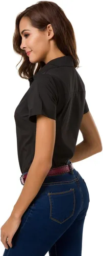 Vista 2 de Camisas de manga corta con botones para mujer, blusa de vestir básica simple