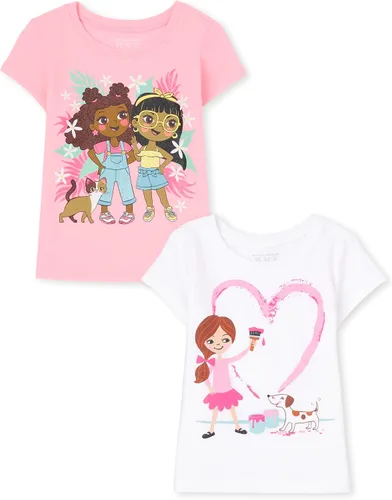 Vista 16 de The Children's Place Camisetas estampadas de manga corta para bebés y niñas pequeñas, con diseño de unicornios y mariposas, a la moda, paquete de 3