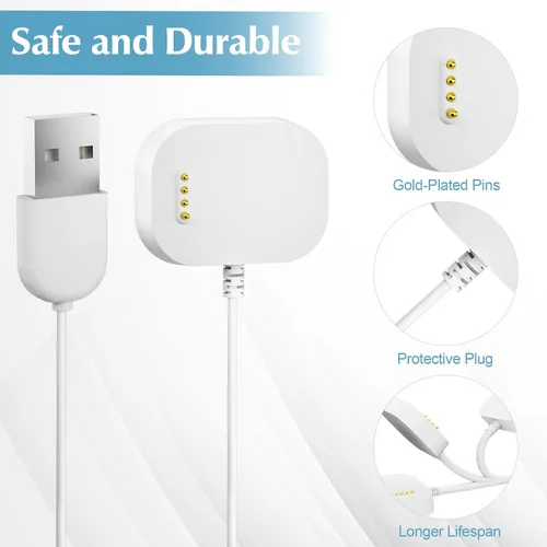 Vista 3 de Paquete de 2 cargadores compatibles con Syncup Kids Watch, cable de carga de 3.3 pies para reloj T Mobile Sync Up para niños, color blanco