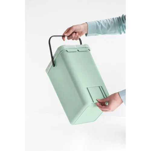 Vista 5 de Brabantia Sort & Go Cubo de Reciclaje 3.2 Galones (Verde Jade) Cubo de Basura de Plástico Eficiente en Espacio con Asa, Tapa Removible y Que