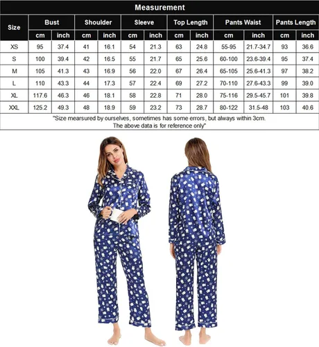Vista 7 de SWOMOG - Conjunto de pijama de dos piezas, de satén de seda con botones, para mujer