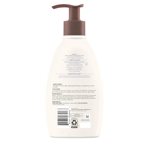 Vista 9 de Aveeno - Loción corporal hidratante para aliviar el estrés con aroma a lavanda, avena natural para calmar y relajar, loción diaria sin grasa