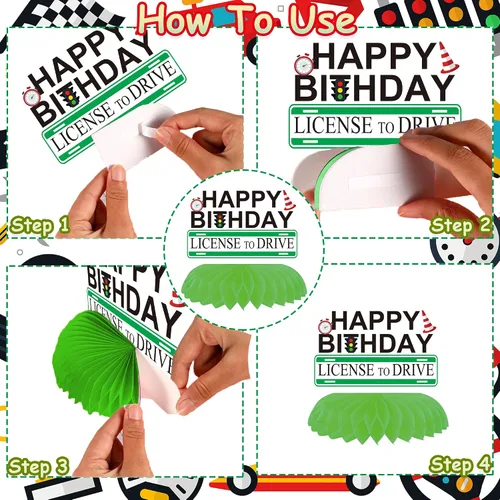 Vista 2 de 8 piezas de 16 centros de mesa de cumpleaños de nido de abeja 3D, centros de mesa 3D, decoraciones para niños, cumpleaños, 16 años, licencia