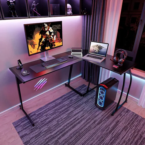 Vista 6 de ZenStyle Escritorio esquinero en forma de L de 58.1 pulgadas, para computadora, oficina en casa, mesa para computadora portátil, estación de trabajo