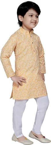 Vista 3 de Conjunto Kurta de Algodón para Niños