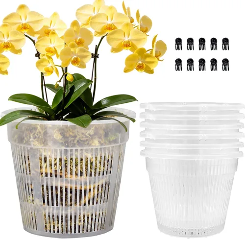 Vista 18 de Macetas para Orquídeas, Paquete de 12 Macetas para Orquídeas de 4.5 Pulgadas con Agujeros, Maceta Ranurada Transpirable para Orquídeas