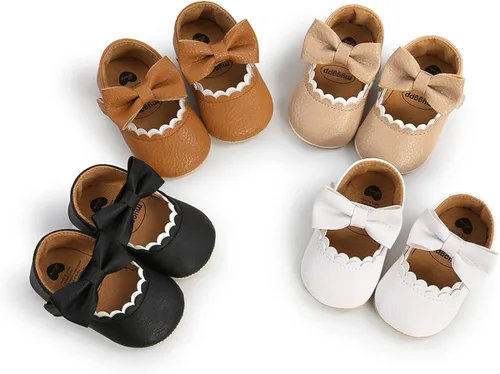 Vista 5 de COSANKIM Zapatos planos Mary Jane con suela de goma antideslizante para bebés y niñas pequeñas zapatos de vestir de princesa