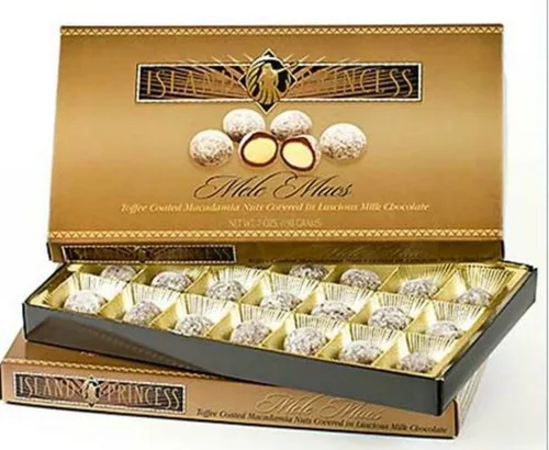 Vista 3 de Mele Macs - Nueces de macadamia recubiertas de caramelo cubiertas de chocolate con leche (dos cajas de 7 onzas)