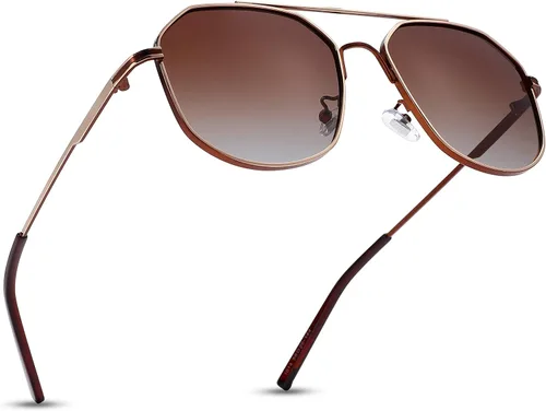Vista 3 de Pro Acme Gafas de sol polarizadas estilo aviador para mujeres y hombres, hexagonales, de moda, cuadradas, de diseño de los años 70