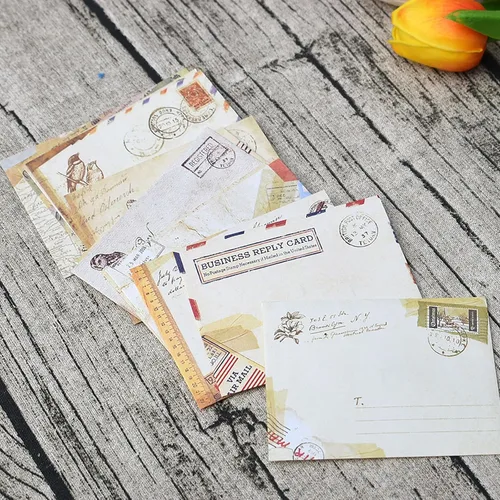 Vista 6 de EORTA 60 sobres de papel pequeños retro estilo vintage europeo papelería herramientas de saludo/invitación para niños, niños, estudiantes