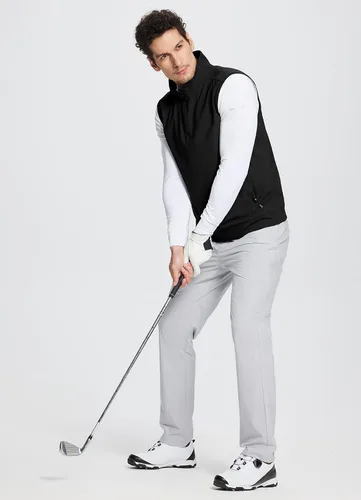 Vista 6 de BALEAF Chaleco sin mangas con cremallera de 14 para hombre, suéter térmico con forro polar para golf, bolsillos, senderismo, correr, campamento