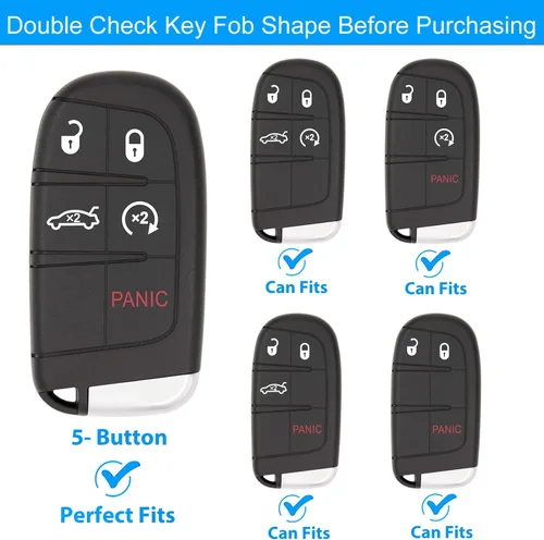 Vista 2 de OLLEN Funda para llavero de TPU con anillo sin tornillos, apta para Jeep Grand Cherokee Renegade Compass Chrysler Dodge RAM Durango Challenger