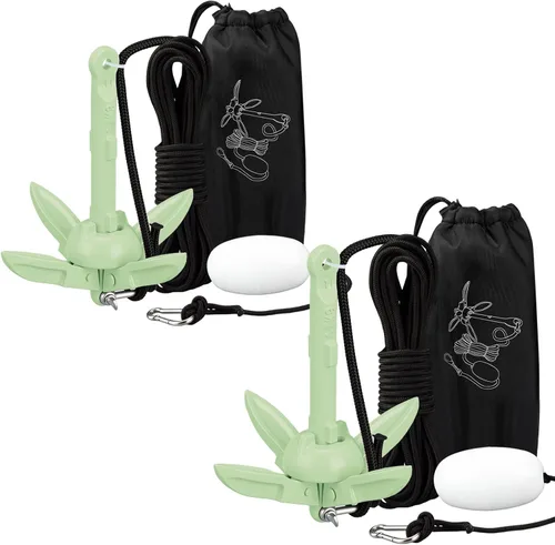 Vista 38 de Lounsweer Paquete de 2 anclajes de kayak marino de 1.5/3.5 libras, kit de anclaje plegable para barco, kayak, pesca, accesorios para botes pequeños