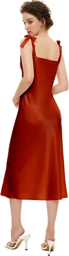 Vista 4 de Vestido de seda para mujer, sexy, elegante y lujoso, vestido formal de seda de morera