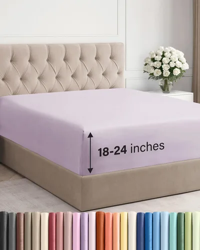 Vista 11 de Sábana bajera ajustable extra profunda Twin XL – Sábana bajera individual de lujo de hotel solamente – Se adapta fácilmente a colchones de 18 a 24