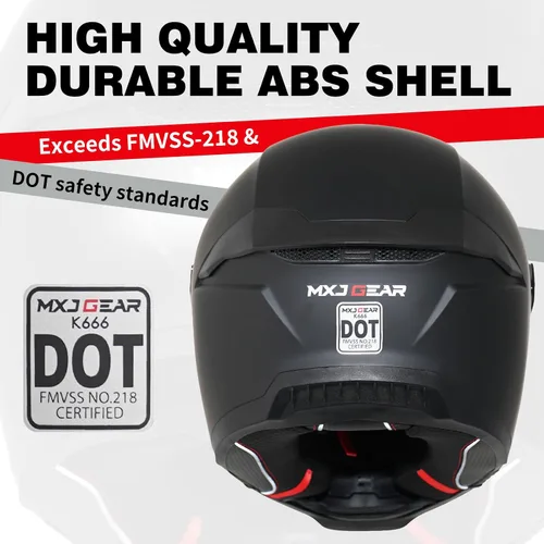 Vista 9 de Cascos para motocicleta MXJ Gear para hombres y mujeres adultos, Casco integral para motocicleta, MG666 aprobado por DOT, para carreras en la calle