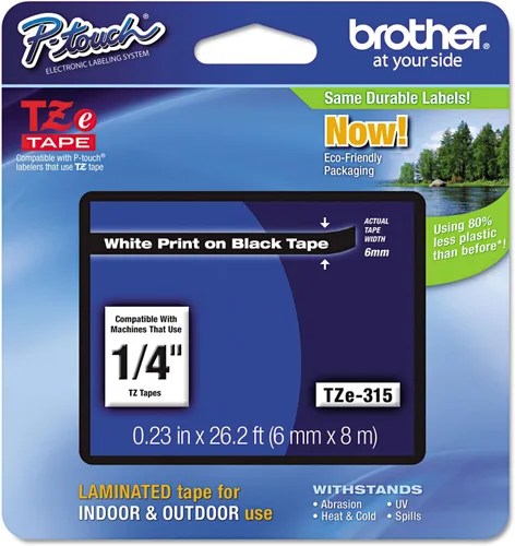 Vista 61 de Cinta laminada Brother Negro sobre Transparente, 6 mm (Tze111)