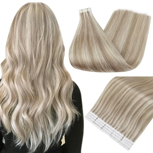 Vista 14 de Full Shine - Extensiones de cabello humano con cinta adhesiva, 10 pulgadas, sin costuras, color 1 negro azabache de 1.06 oz, cinta invisible