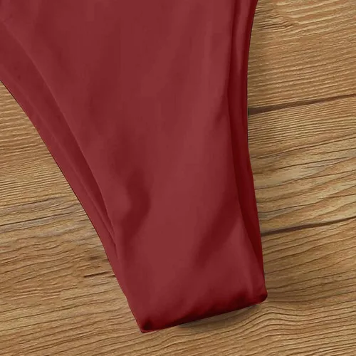 Vista 6 de Bikini sexy de verano para mujer con espalda descubierta con cordones y cintura ajustable de tres piezas