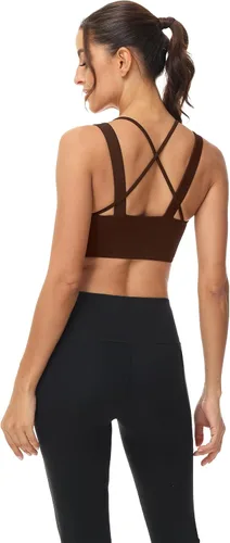 Vista 4 de Attifall Sujetador deportivo con tirantes y copa CD, espalda cruzada, para yoga, entrenamiento, correr, gimnasio, deportes