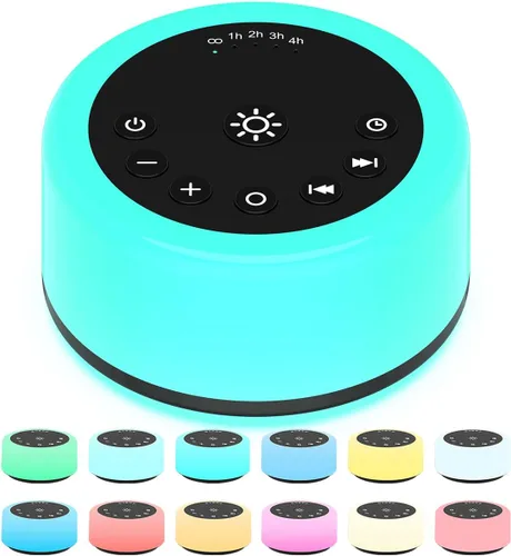 Vista 8 de ColourNoise Máquina de sonido Máquina de ruido blanco, 12 colores, luces nocturnas, máquina de ruido marrón con 30 sonidos relajantes, máquina