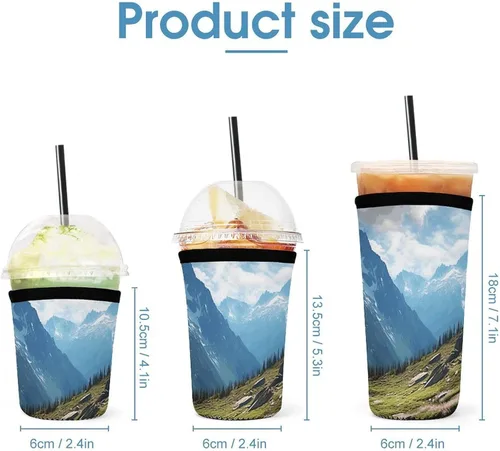 Vista 2 de Shih Tzu Dog Mountains Reusable Insulated Neoprene Iced Coffee Cup Sleeves 3 Sizes Diving Material Cup Durable Beverage Covers for Cold Coffee Tea