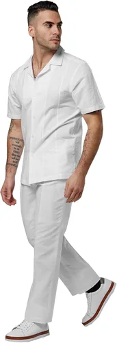 Vista 2 de STACY ADAMS Conjunto de camisa y pantalón de lino para hombre