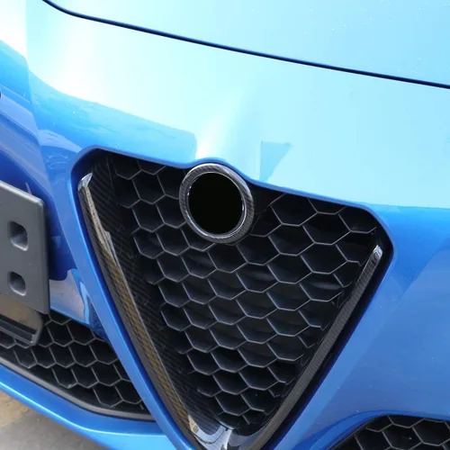 Vista 5 de Marco decorativo de rejilla frontal de plástico ABS para Alfa Romeo Giulia 2017-2020 (fibra de carbono, estilo A)
