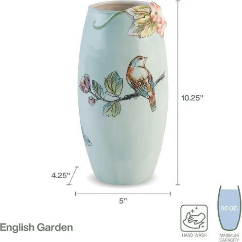 Vista 3 de Fitz & Floyd Fitz and Floyd English Garden - Florero de cerámica, 10.25 pulgadas, color azul