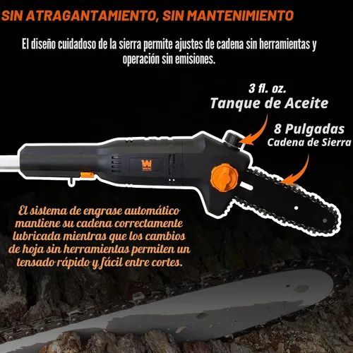 Vista 5 de WEN 4019 Sierra de poste telescópica eléctrica de 8 pulgadas de 6 amperios, eléctrica con cable - Negro y naranja