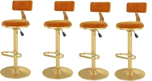 Vista 9 de Juego de 3 taburetes de comedor para desayuno, taburetes de bar ajustables, taburetes de bar giratorios de diseño moderno, taburetes elevadores