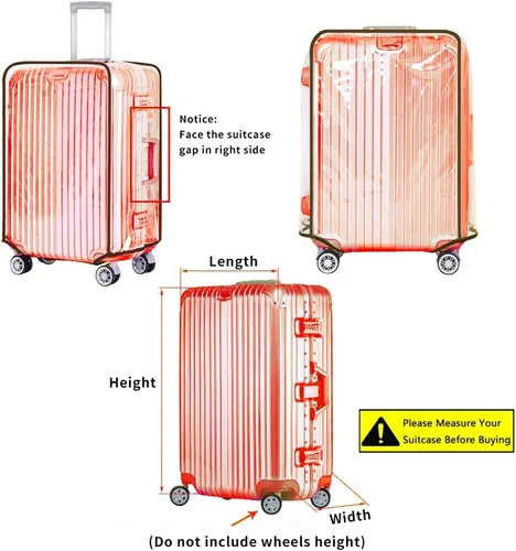 Vista 13 de Funda protectora de PVC transparente para maleta, de 24 pulgadas, aprobada por la TSA, 22-25 pulgadas