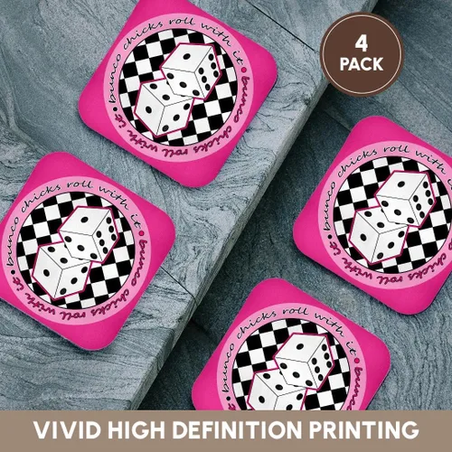 Vista 6 de Janna Salak Designs Bunco – Bunco polluelos rollo con it Rosa – Posavasos
