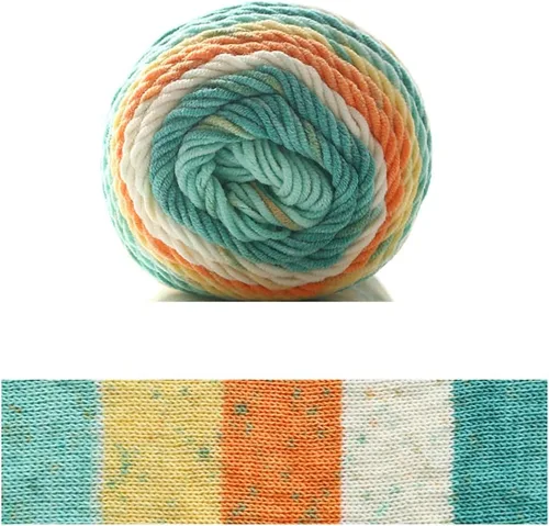Vista 24 de Hilo de color de algodón para tartas, hilo multicolor arcoíris para tejer y tejer a ganchillo, 2 bolas de 7.05 oz, 45% algodón, 55% acrílico, hilo