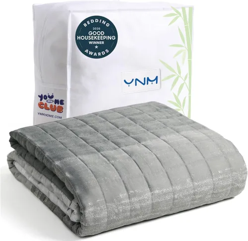 Vista 26 de YnM Manta con peso refrescante para adultos, manta pesada de 10 libras para una persona de 90 libras, perfecta para personas que duermen con calor