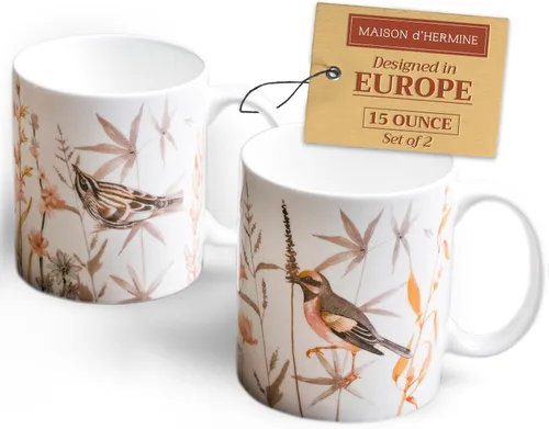 Vista 77 de Maison d' Hermine Taza de café con asas, tazas de porcelana fina de hueso, paquete de una taza de té para bebidas calientes, capuchino, latte