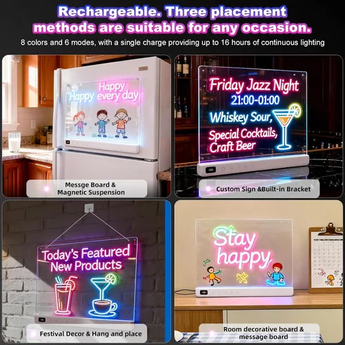 Vista 5 de Cosmody - Tablero de dibujo LED recargable, regalo para niños y niñas a partir de 3 años (blanco)