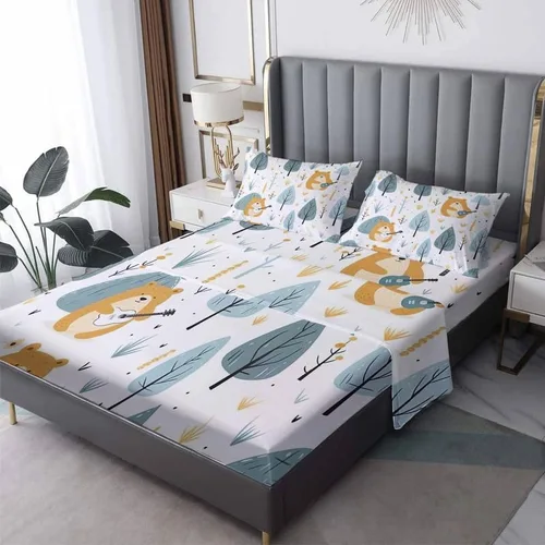 Vista 8 de Bear Sheets - Juego de sábanas de tamaño individual, sábanas de animales del bosque de dibujos animados, microfibra suave y bolsillo profundo