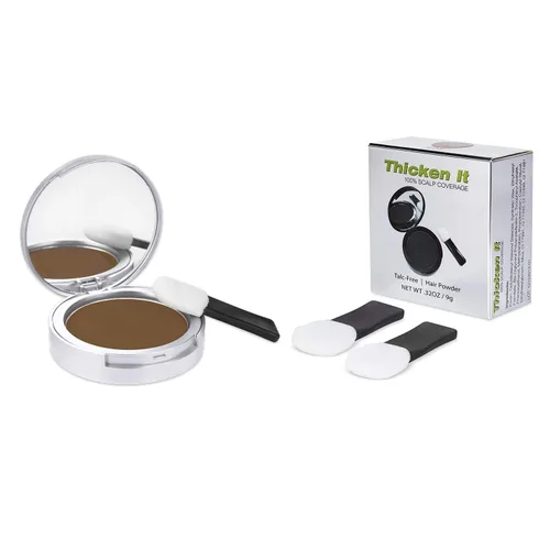 Vista 10 de Polvos para el cabello sin talco, 0.32 oz. Corrector de pérdida de cabello resistente al agua. Naturalmente más grueso que las fibras capilares