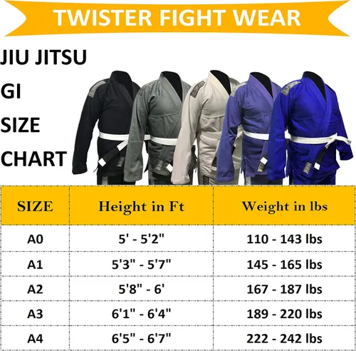 Vista 3 de Twister Challenge Brazilian Jiu Jitsu Gi Uniforme de Jiu Jitsu BJJ Gi Tela ligera preencogida Viene con cinturón gratis