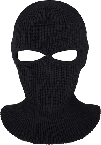 Vista 4 de Blulu Paquete de 3 máscaras de esquí con 2 agujeros, máscaras de invierno tejidas, pasamontañas cálidas y con protección contra el viento para Negro