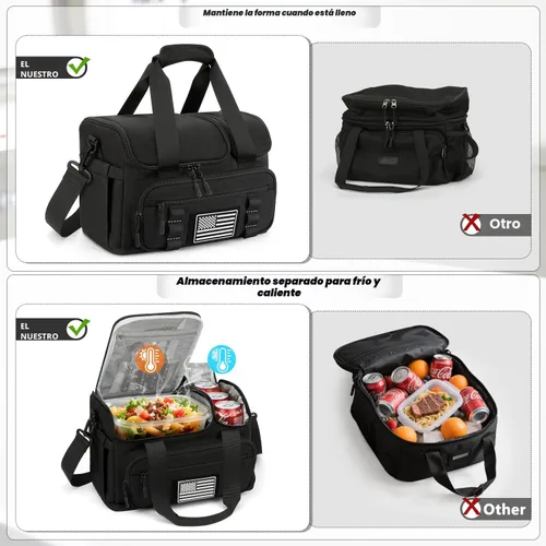 Vista 5 de Fiambrera para hombres y mujeres, bolsa de almuerzo aislada de 15 litros con compartimento caliente/frío